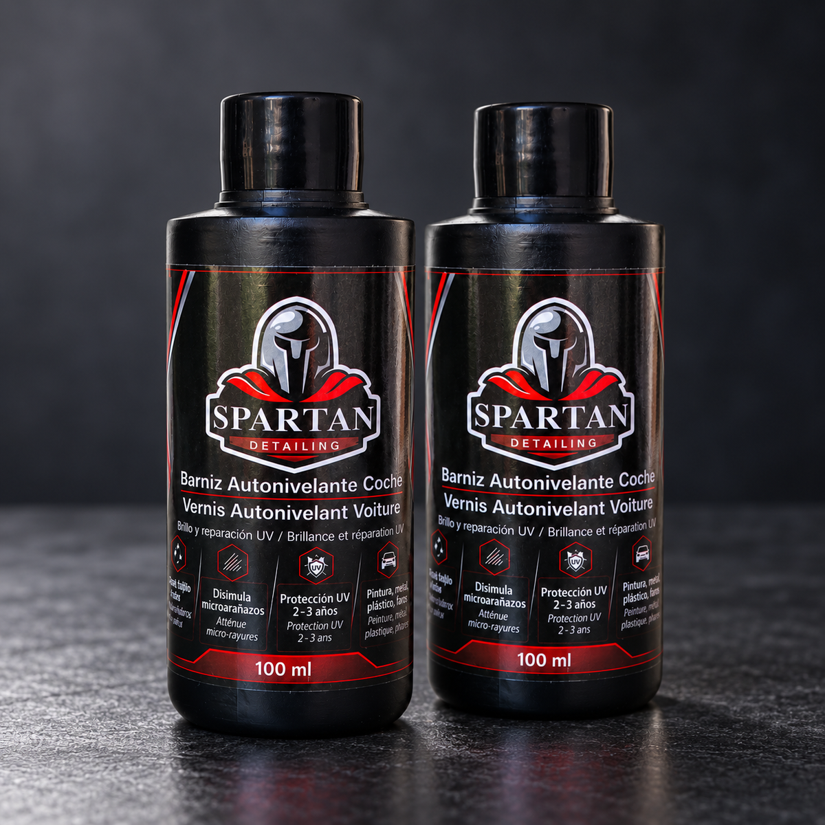 Deux flacons de vernis auto-nivelant Spartan Detailing de 100 ml
